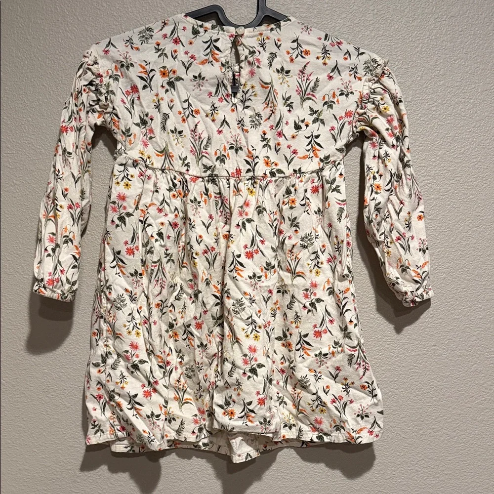 Old Navy‎ Girls Cream Floral Swing Dress Prairie Boho Cotton Sz 5T Long Sleeve